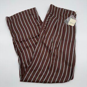 Free People Brown and White Striped Wide Leg Pants